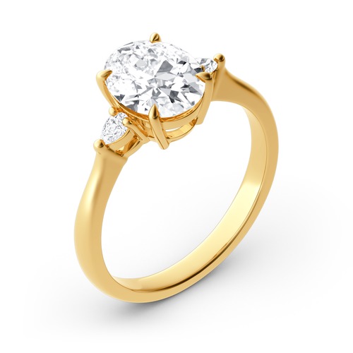 Moissanite Three Stone Oval Cut Gold Ring